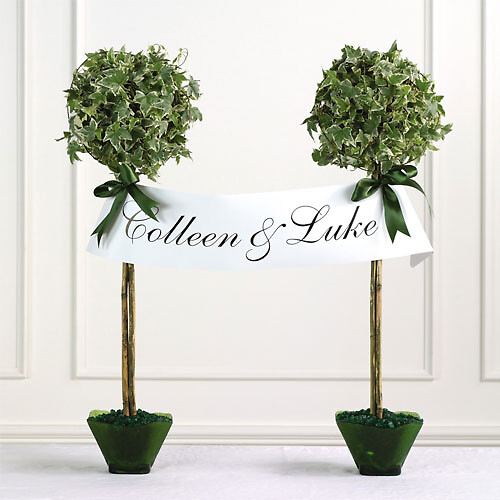 Topiaries with Name Banner