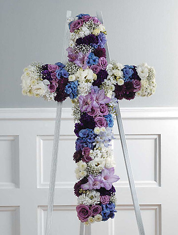 Jewel Toned Cross of Roses and Mor